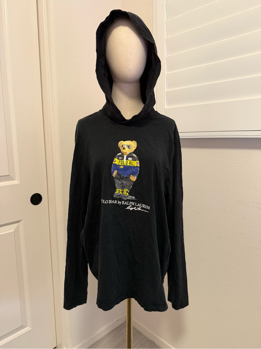 Polo by Ralph Lauren Black Hoodie with driver Bear Print